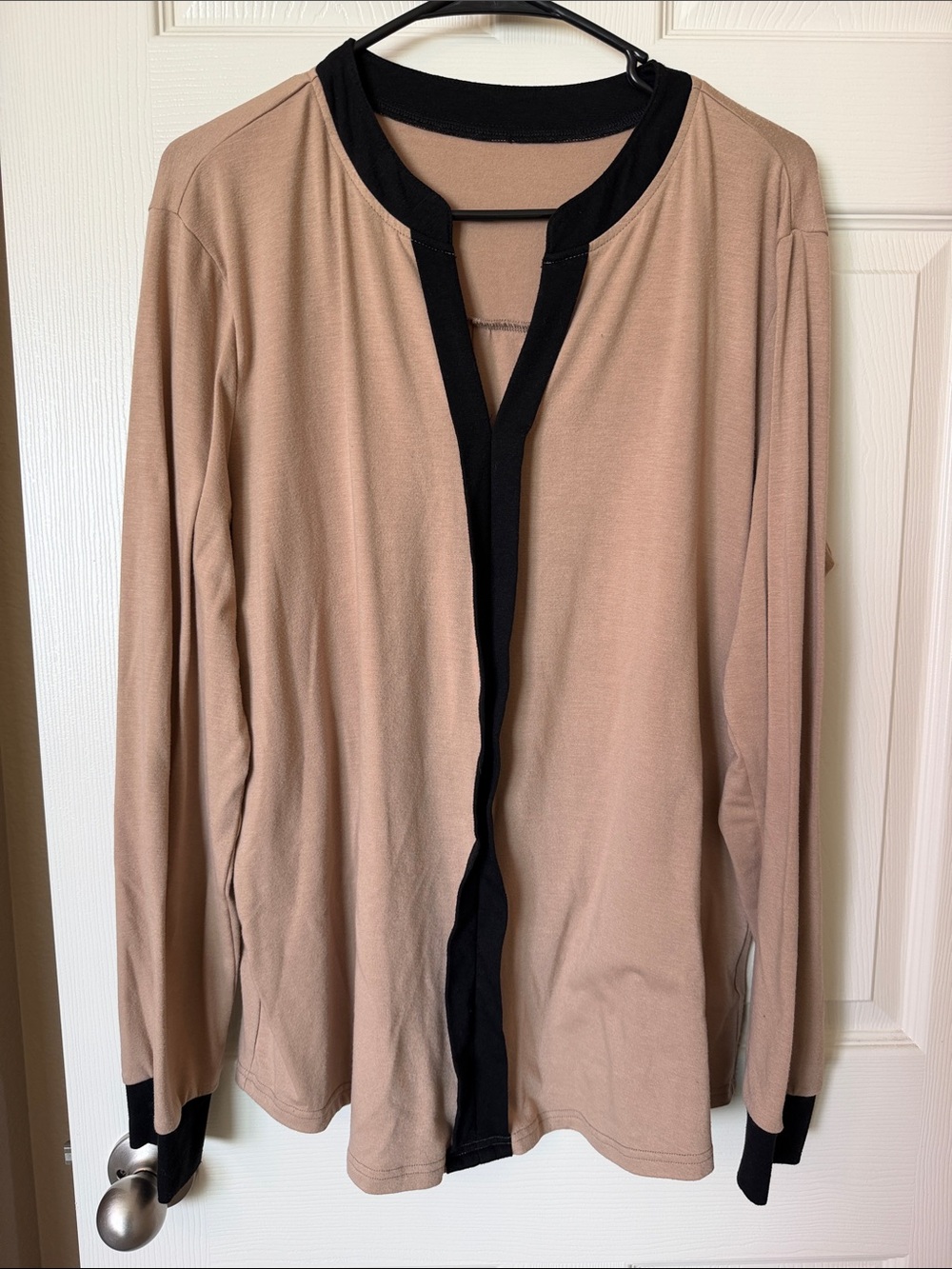 Amazon Women's Beige Cardigan with Black Trim
